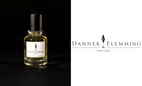 Flacon du parfum Iris Trousseau de Danner & Flemming Parfums avec logo de la marque