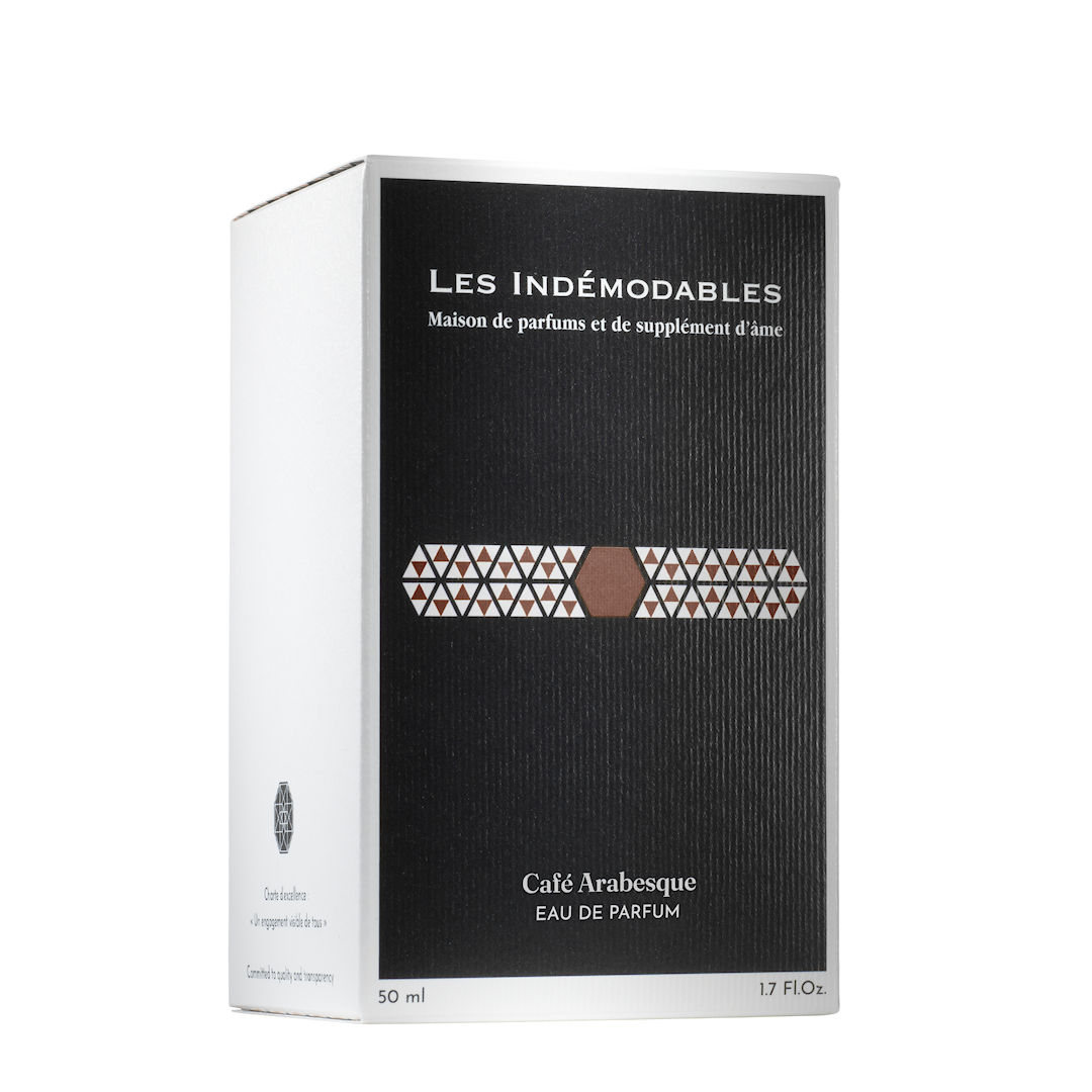 Café Arabesque perfume box 50ml on white background by Les Indémodables
